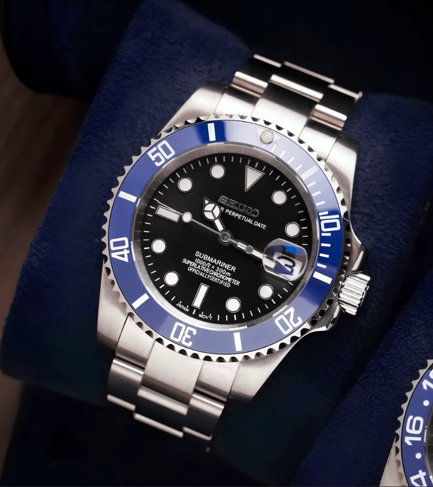 Seiko Mod Submariner Black Blue