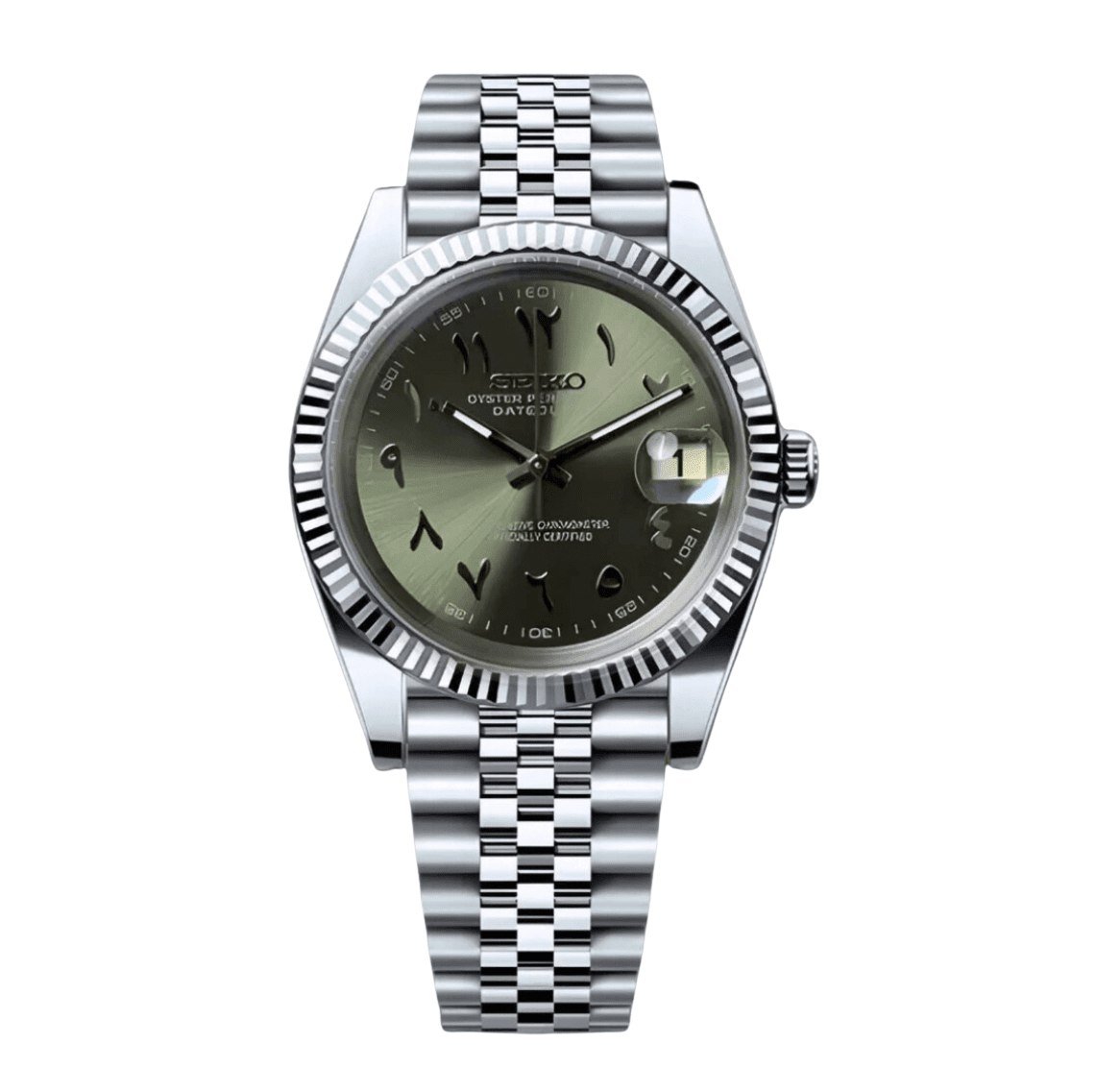 Seiko Mod Datejust Arabic Olive - WATCHES BY MODDY