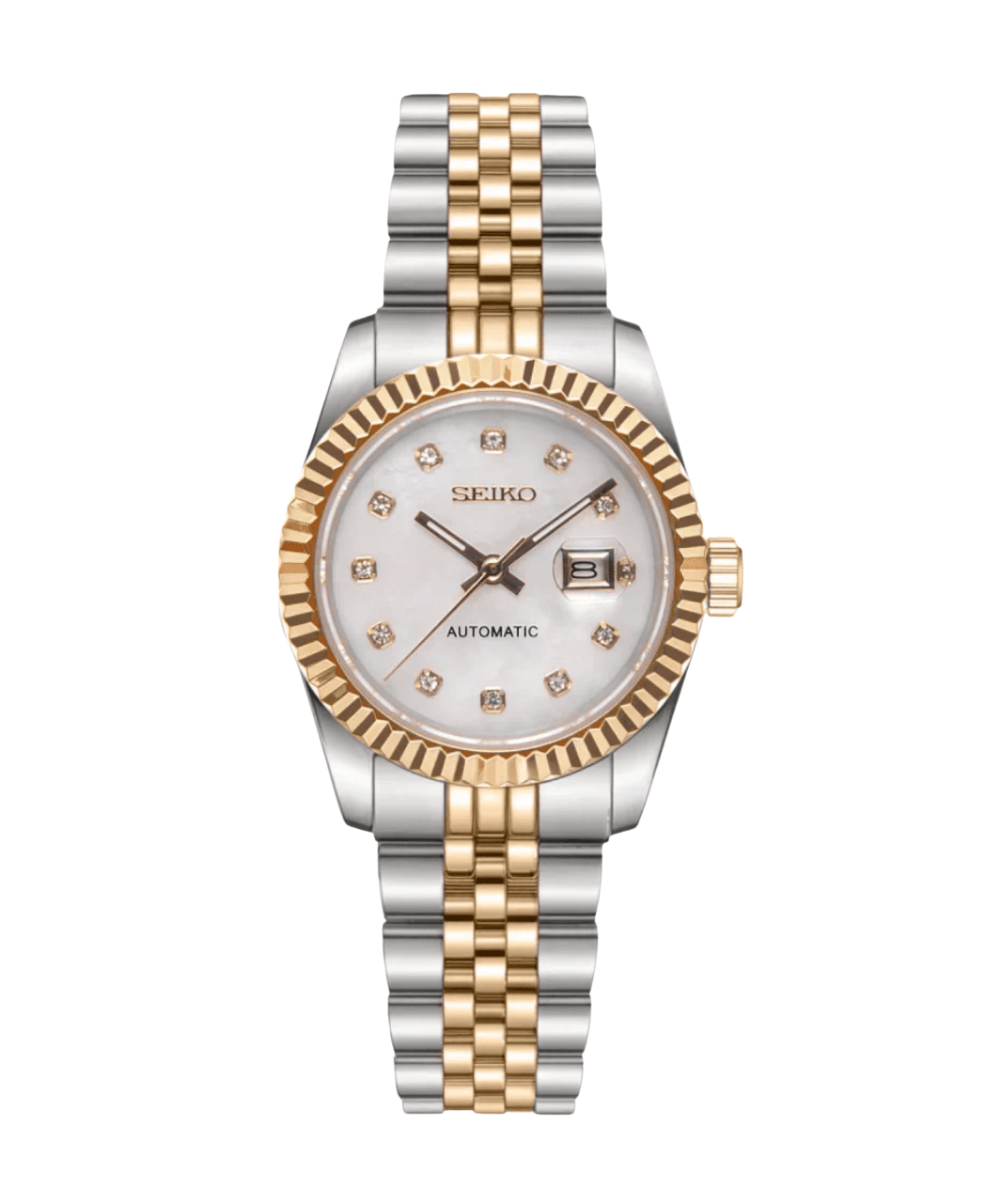 Seiko Mod Datejust Lady Twotone Gem White - WATCHES BY MODDY