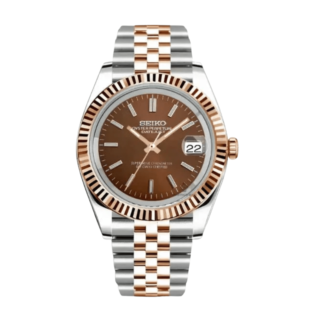 Seiko Mod Datejust Twotone Chocolate - WATCHES BY MODDY