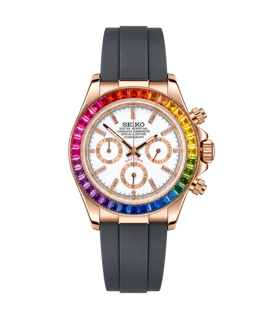 Seiko Mod Daytona Rainbow White - WATCHES BY MODDY