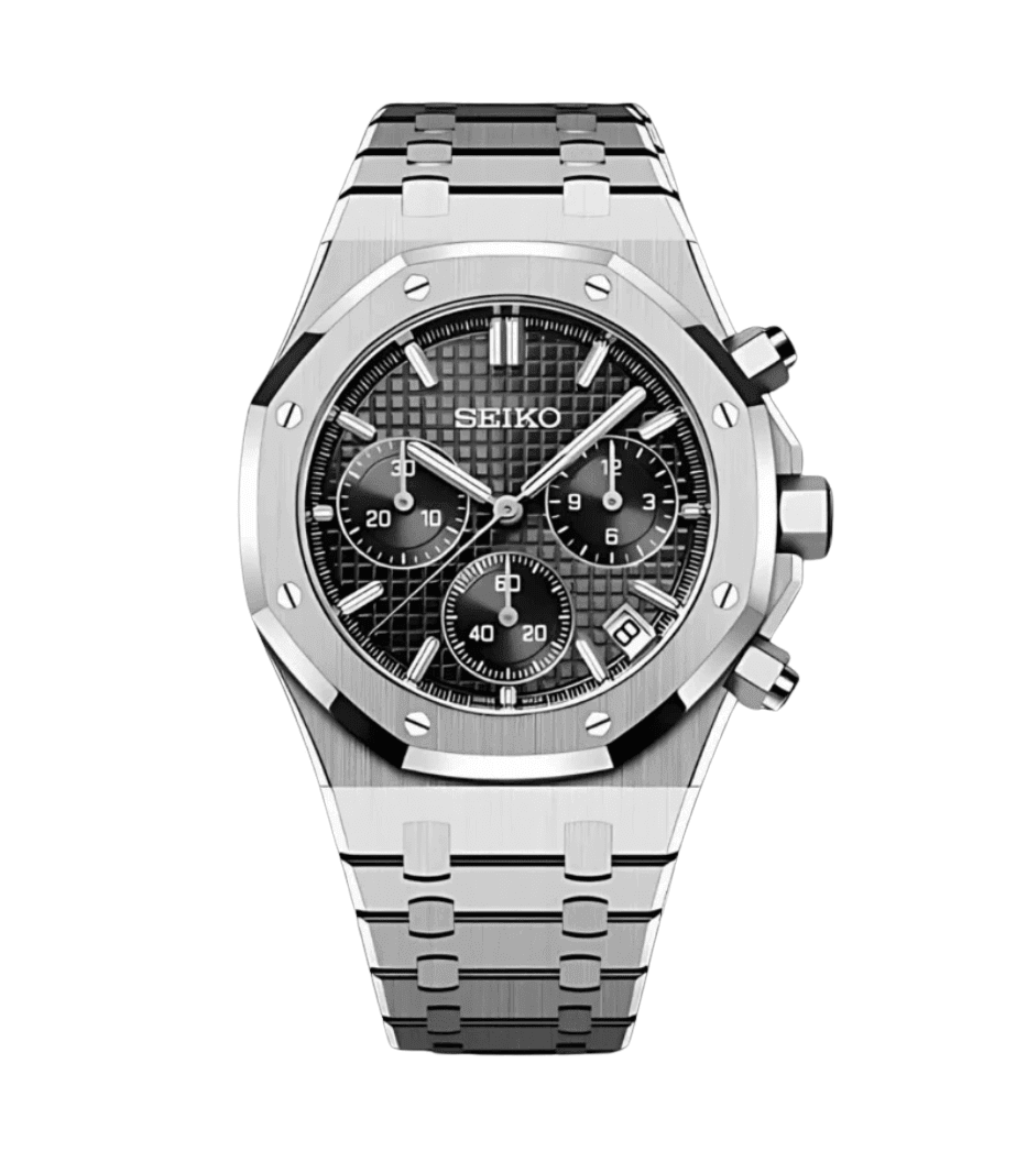 Seiko Mod Royal Oak Chrono Black - WATCHES BY MODDY