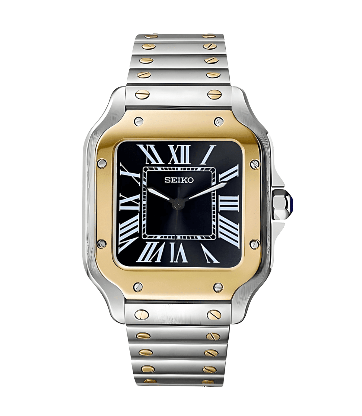 Seiko Mod Santos Twotone Black - WATCHES BY MODDY