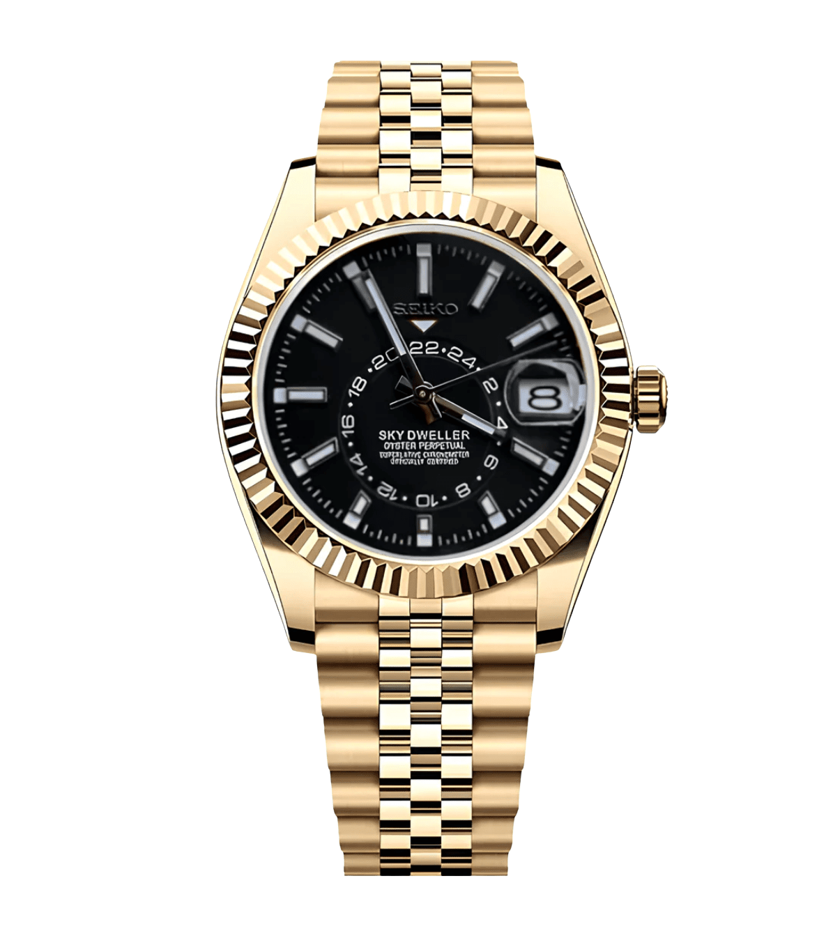 Seiko Mod Sky-Dweller Gold Black - WATCHES BY MODDY
